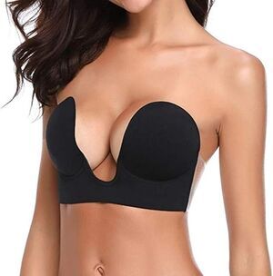Deep U Push Up Adhesive Strapless Invisible Sticky Bra for Backless Dress DD